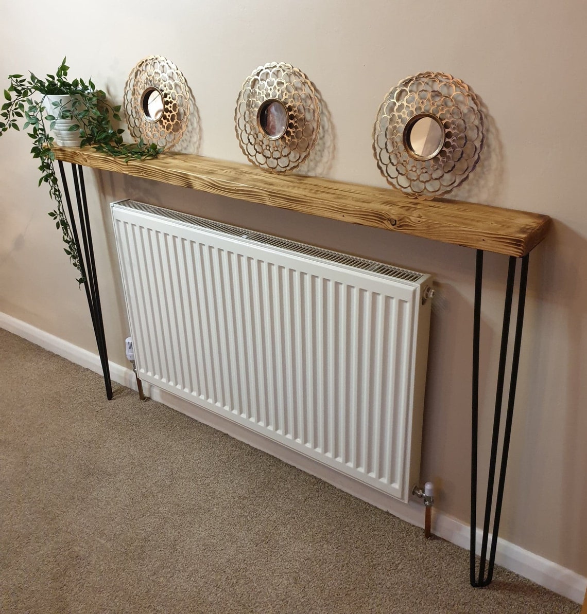 Rustic Radiator Cover With Hairpin Legs Radiator Shelf Etsy UK