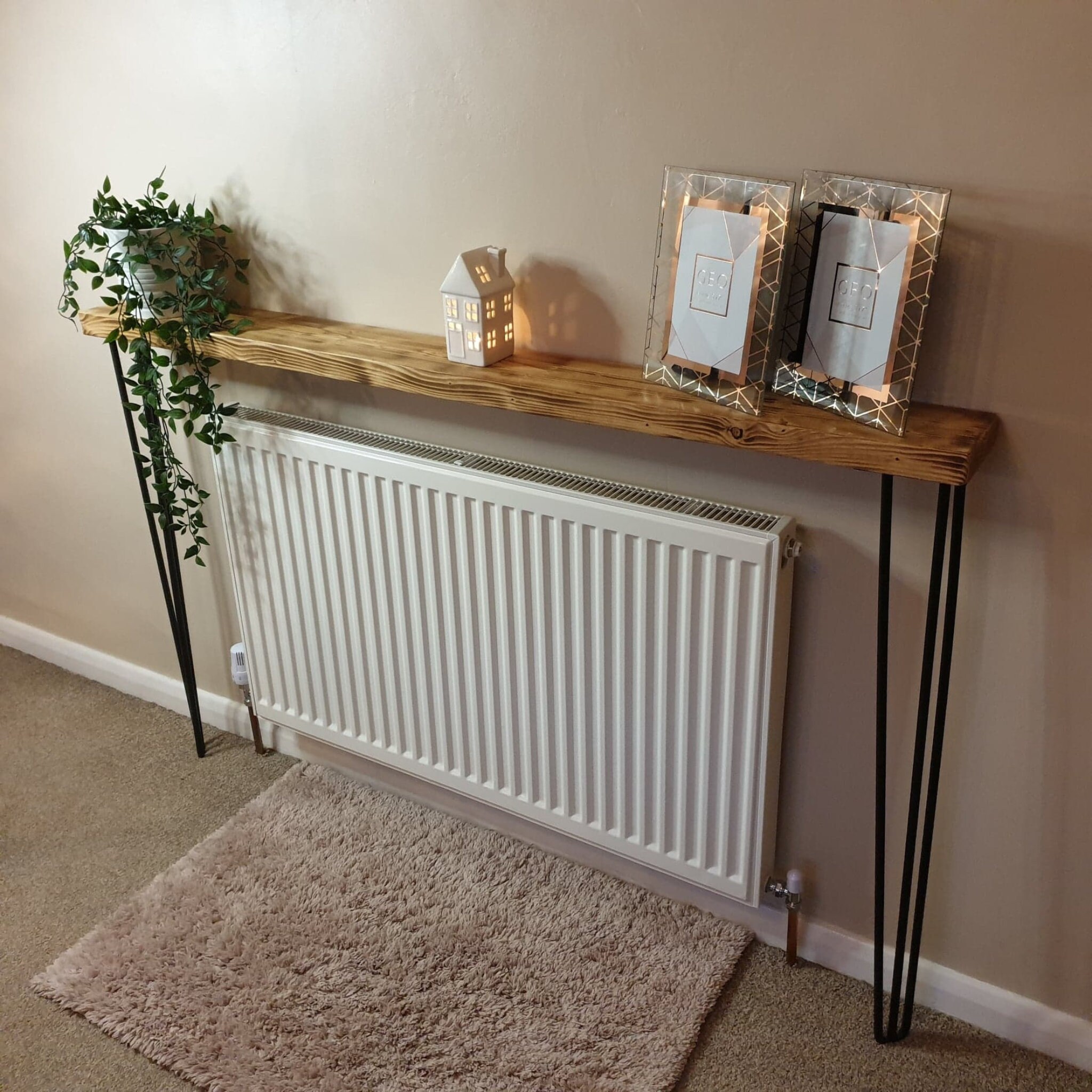Console Covering Radiator Rustic Radiator Cover | Console Table | Narrow Table | Hairpin Shelf ...