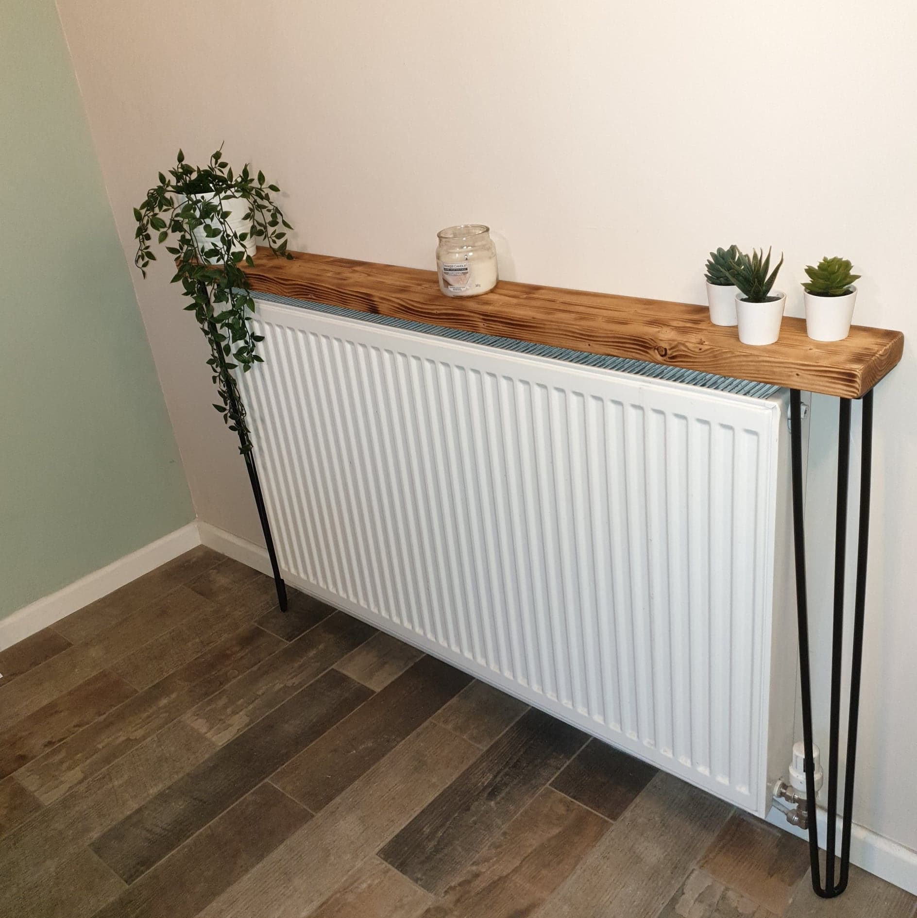 Rustic Radiator Cover With Hairpin Legs Radiator Shelf Etsy