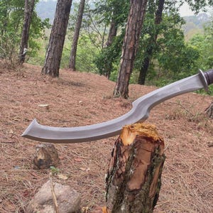 Handmade Carbon Steel Khopesh Sword: Egyptian Hunting Knife with Leather Sheath