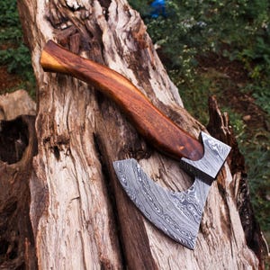 handmade Damascus steel Viking battel axe Camping axe Outdoor axe, Gift for Halloween, Christmas Gift, Hen Party