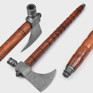 Damascus steel viking axe, Handmade Damascus steel Tomahawk axe with sheath gift for him gift for her