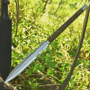 30&quot; Handmade Carbon steel Hunting-Spear-Full Tang leaf spring Sword With Sheath ,Christmas Gift