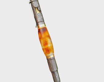 Stylo fait main en acier damas, instrument d'écriture haut de gamme