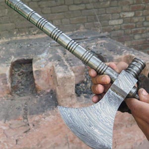 Custom hand made full Damascus tomahawk axe