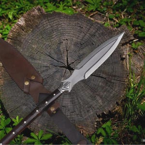 Handmade Viking-Inspired Carbon Steel Spear – 35 Total Length  Decorative Rosewood Handle  Unique Historical Replica