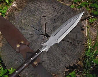 Handmade Viking-Inspired Carbon Steel Spear – 35 Total Length  Decorative Rosewood Handle  Unique Historical Replica