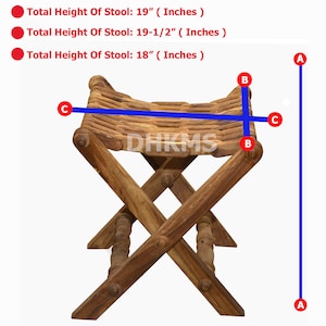Mosaic Rosewood Folding Stool: Antique Rustic Decor
