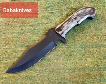 Hunting Knife D2 tool Steel With Black Wood Handle - Babaknives Made Camping Knife - Tactical Knife - Survival Knife with Sheath