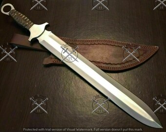 22" D2 Hunting Predator Machete Sword With Bull Horn Handle