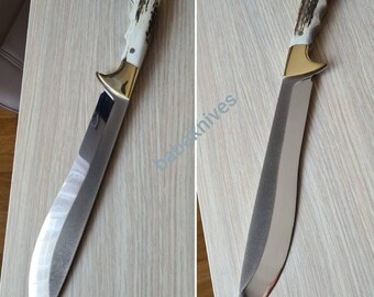 HANDMADE 20"  D2 Tool Steel Hunting Knife, Free Leather Sheath,  BabaKnives, Custom Knife, Beautiful Gift, Short Sword