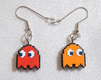 8-Bit Blinky & Clyde Dangle Earrings | 3D Printed | Hand Painted