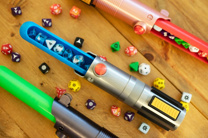 Customizable Dicesaber Dice Vault Dice Storage Extendable and Retractable 3D Printed image 1