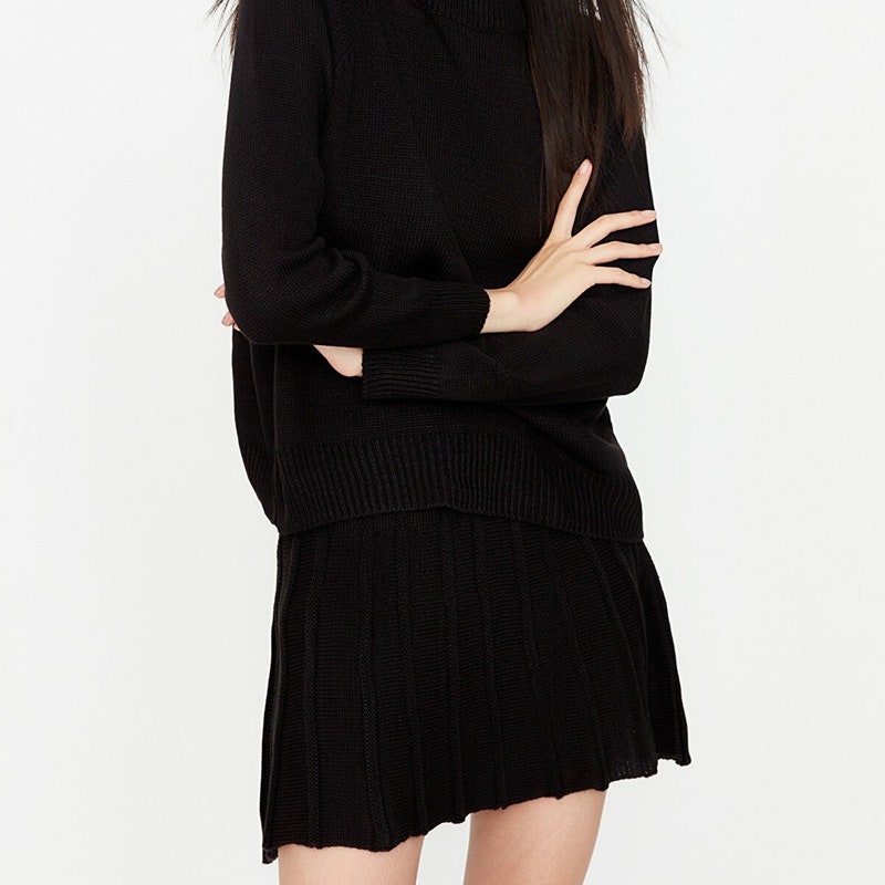 One-Shoulder Top and Skirt Knit Sweater Set main image 0