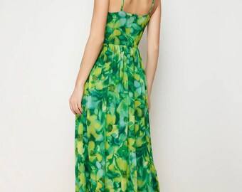 slim fit dress slacks Shop Top Tier Pink Green Stripe Floral Strappy Maxi Dress