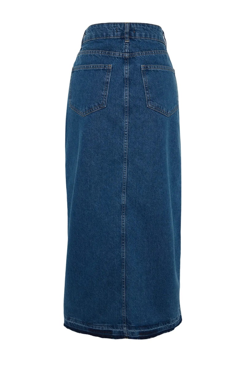 Blue Woman Long Denim Skirt Front Slit Jeans Long Skirt With - Etsy