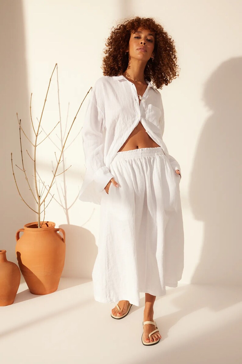 White Linen Long Skirt