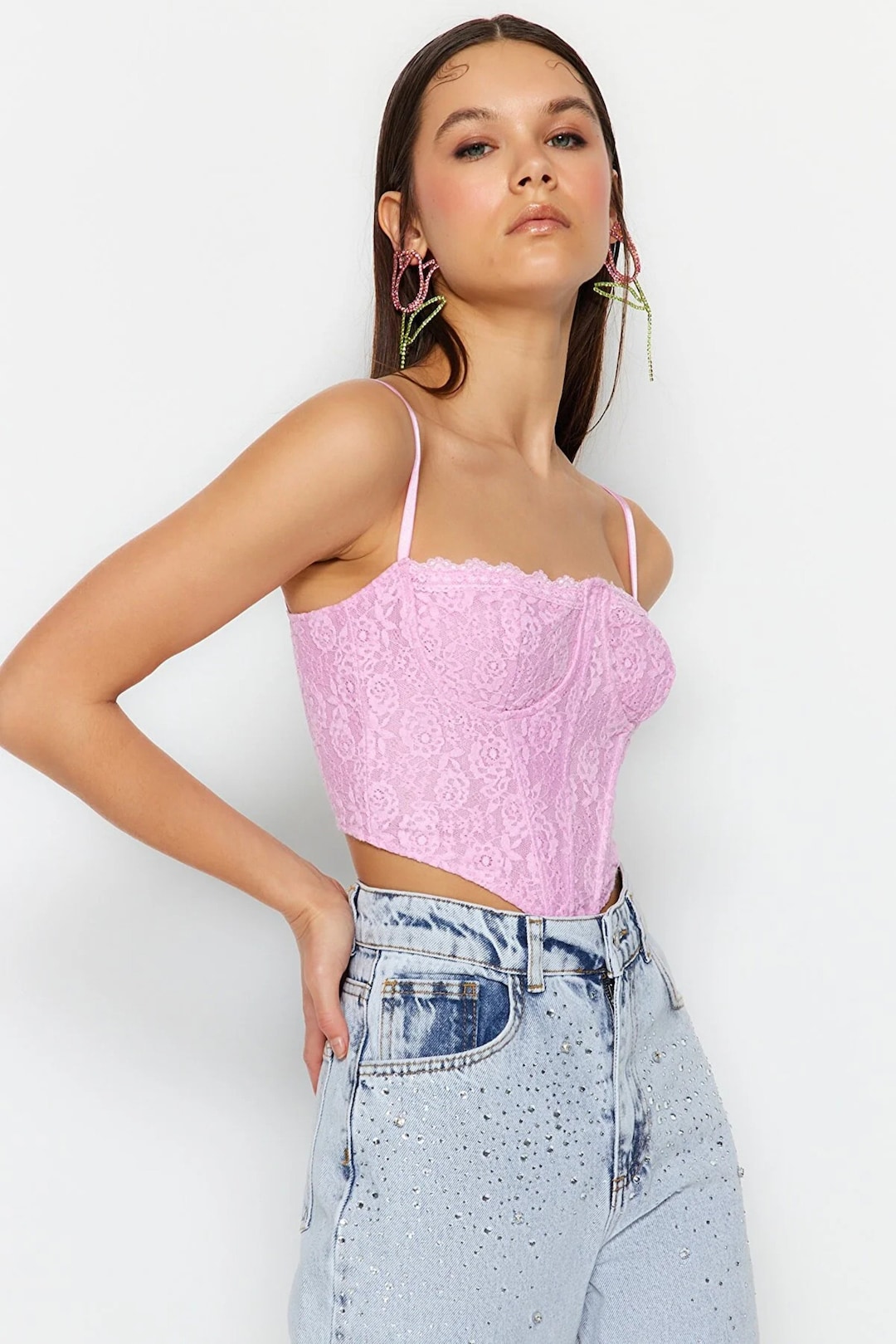 Pink Crop Lace Bustier Pink Lace Corset Pink Lace Corset - Etsy