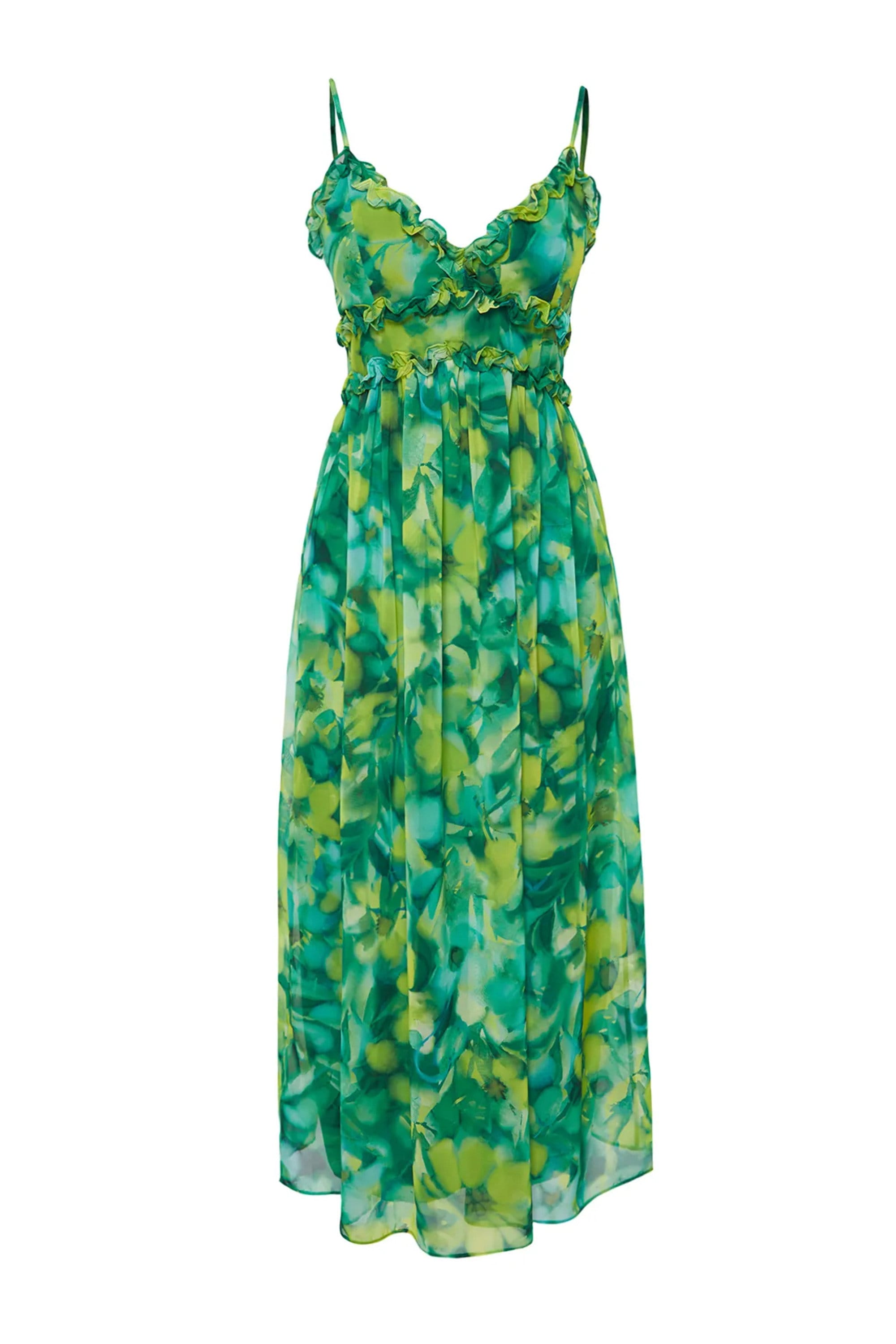 Balmain Green Dress H And M Tropical Floral Maxi Dress For Daily Casual Date