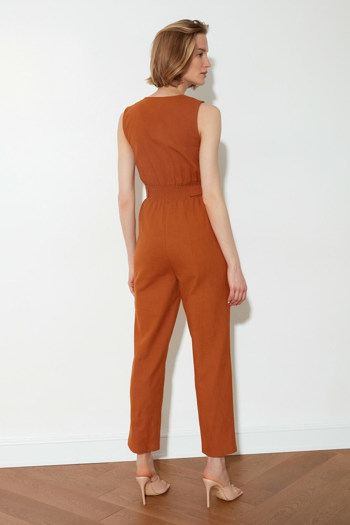 Brown jumpsuit Linen Overalls Women Linen jumpsuit Rompers Etsy