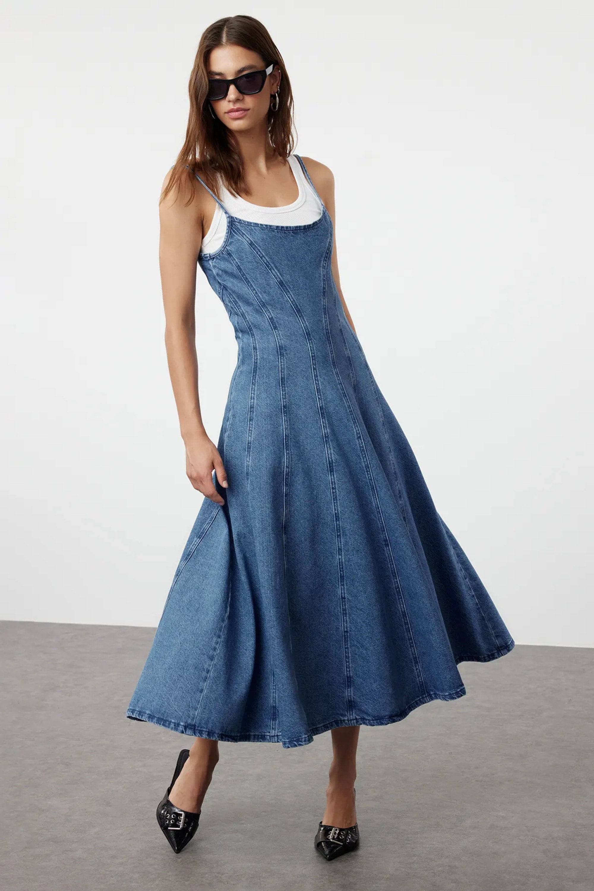 Stylish Strappy Maxi Denim Dress | Trendy Sleeveless Jean Stylish Strappy Maxi Denim Dress | Trendy Sleeveless Jean