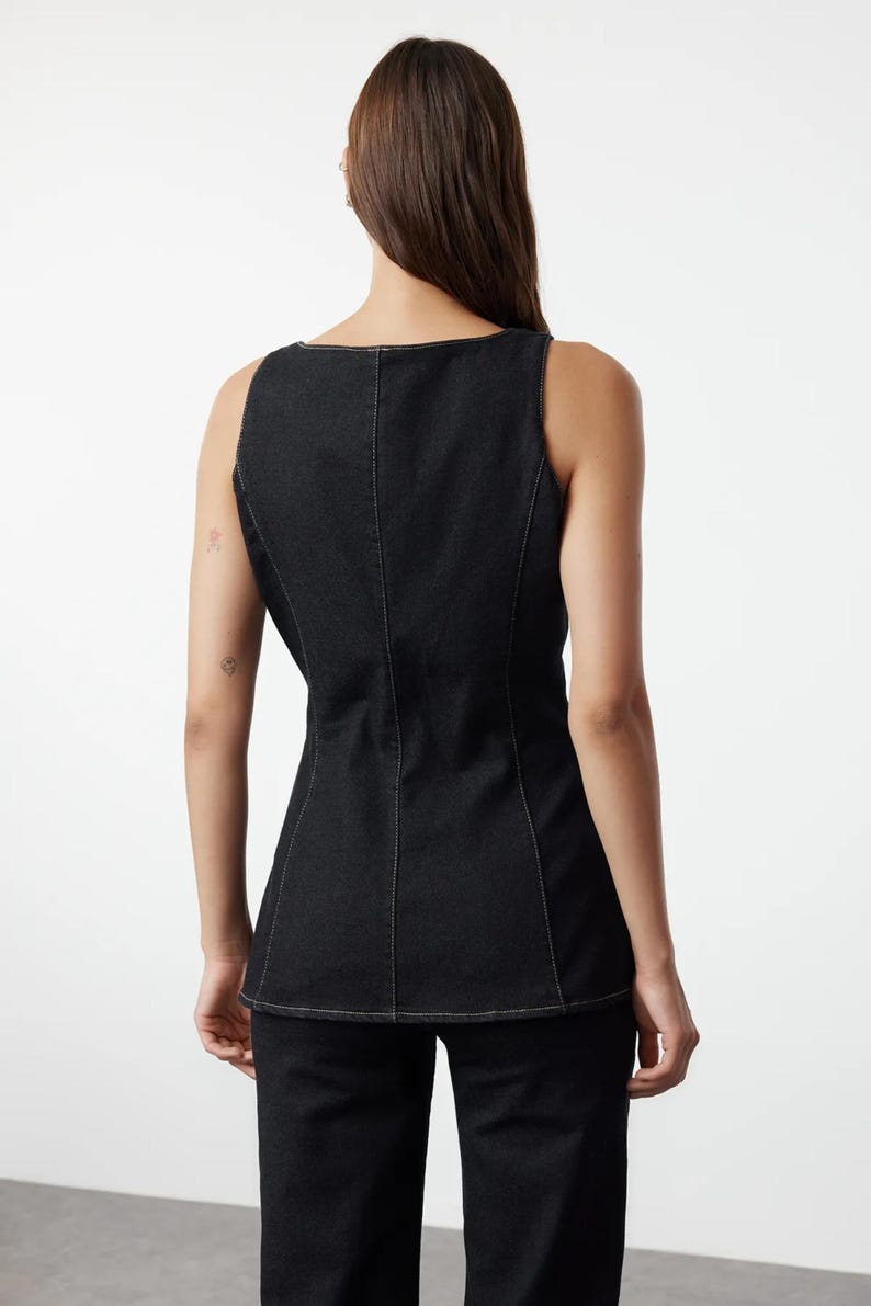 Black and Beige Vintage Zip Up Corset Top