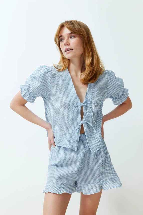 Womens woven cotton pajamas sale