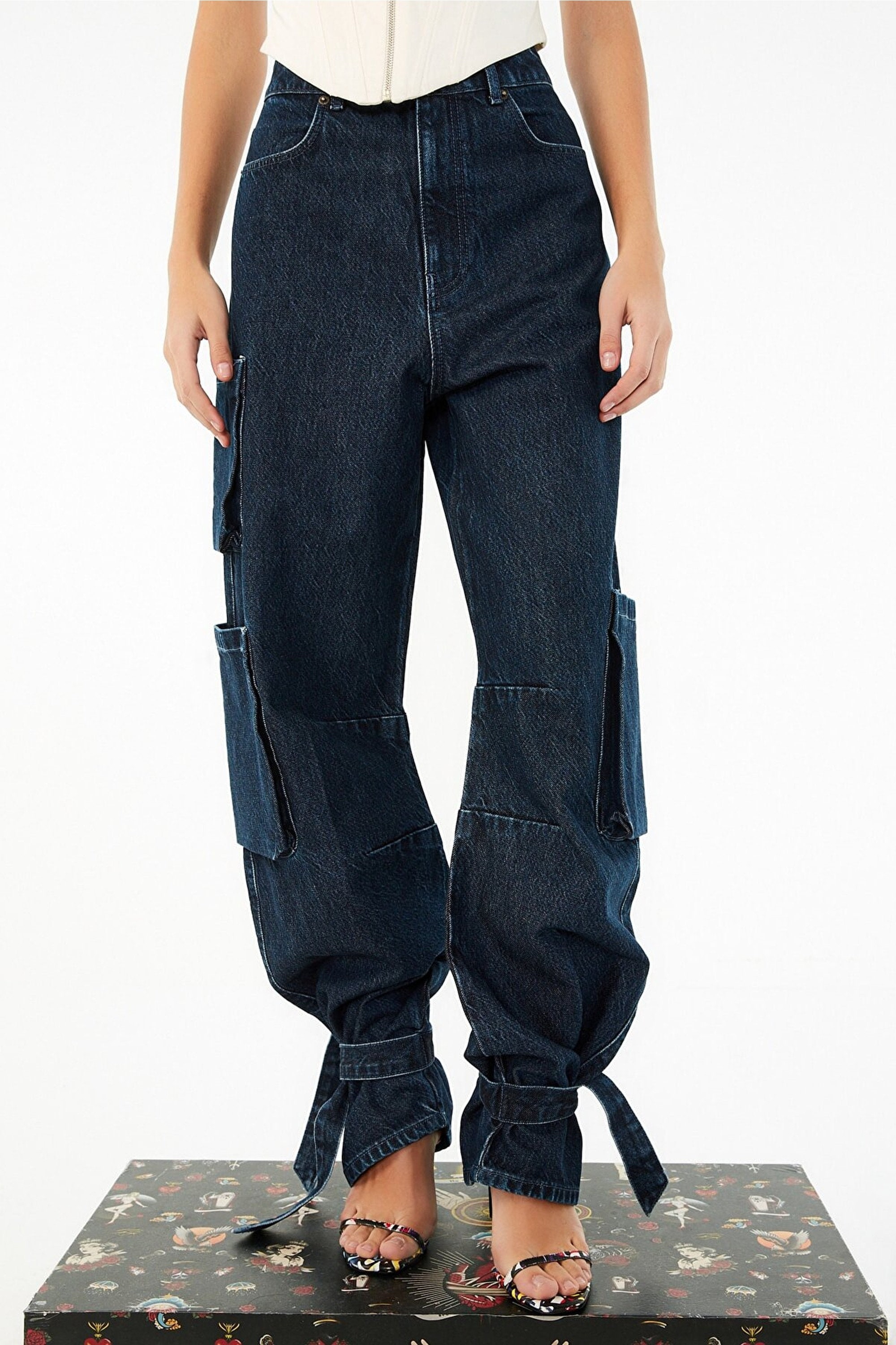 Denim Blue Long Detailed Jean Baggy Jeans Women Korean - Etsy