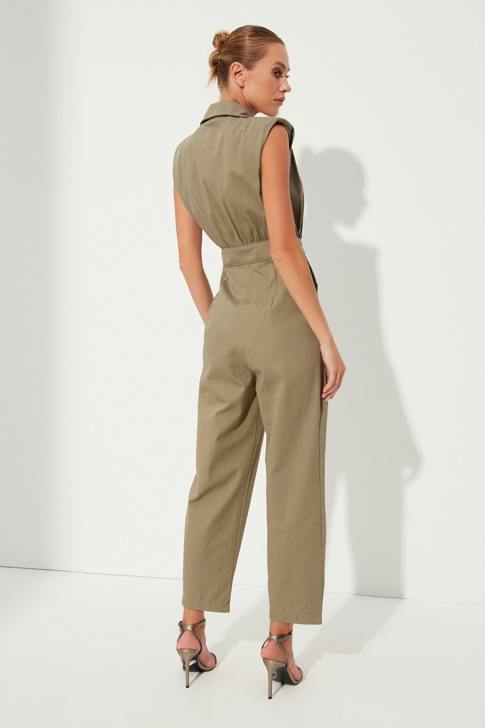 Khaki Jumpsuit Linen Overalls Women Linen Jumpsuit Rompers Etsy UK