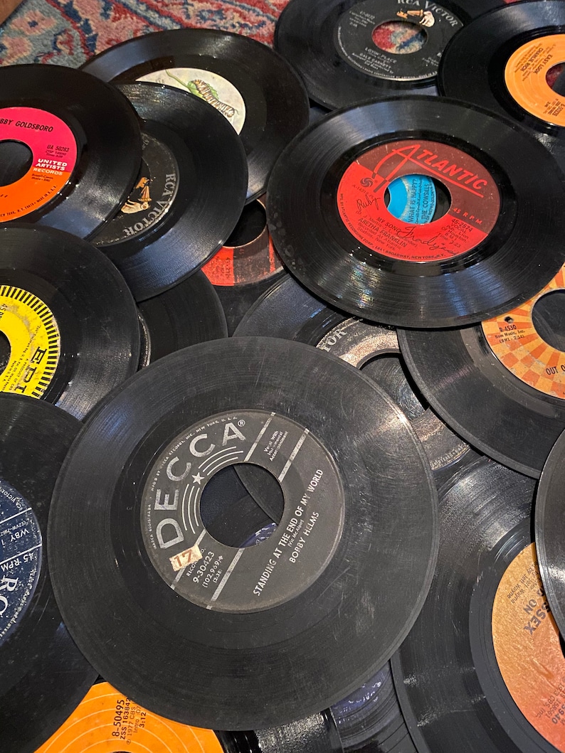 Vintage Vinyl Records Lot 0f 50 45 Records for Crafting or Etsy