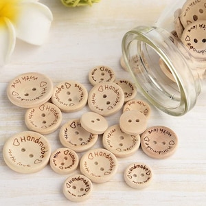 Handgemaakt met liefde houten knopen - Naaien Scrapbooking Kaarten Ambachten 15/20/25mm
