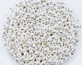 Spacer Beads 4mm Silver or Gold Plated - Ball, Round Drilled Beads - Jewellery, Craft