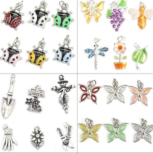 Fascino giardino, farfalla, coccinella - Smalto e argento placcato - 4 stili