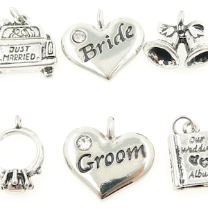 Encantos de boda - 2 estilos - Plateado - Conjunto de 6 - Vendedor en España