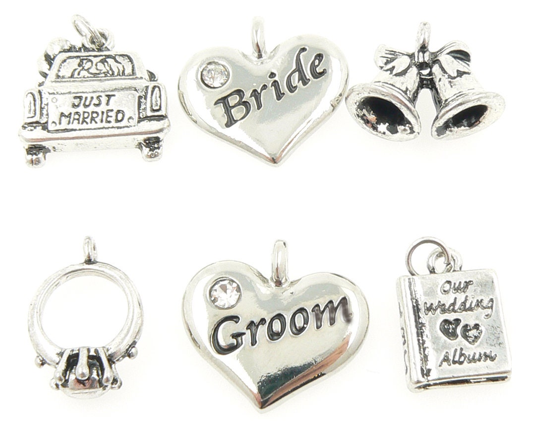 Wedding Charms 2 Styles Silver Plated Set of 6 UK Etsy UK
