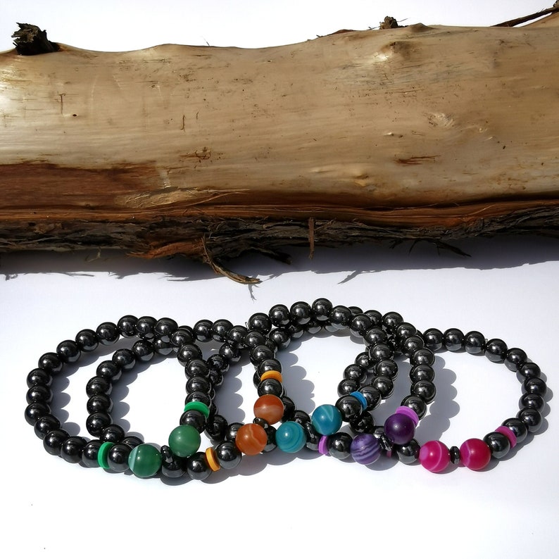 Birthday gift for girlfriend Multicolor bracelet with hematite for best friend Colorful bracelet stack Layered bracelet set boho