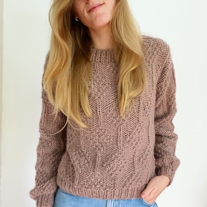 Knitting Pattern English - Diamond Drops Sweater - Flat Knit For Beginners