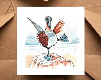 Blue-Footed Booby greetings card