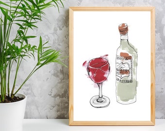 Red Wine   A4 Giclée Print - Art