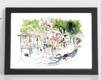 Feria en la plaza, abierta al público / Edición limitada A4 Giclée Print / Highgate