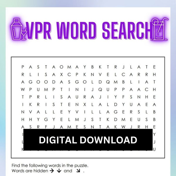 Vanderpump Rules Reunion Watch Party Game Word Search