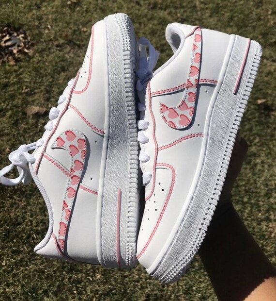 Pink Heart Custom Air Force 1s hand 