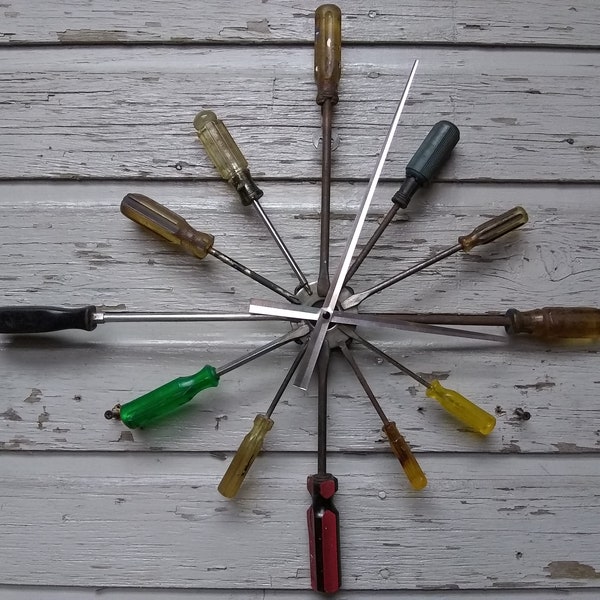 Made in USA Screwdriver Starburst Industrial Wall Art Clock