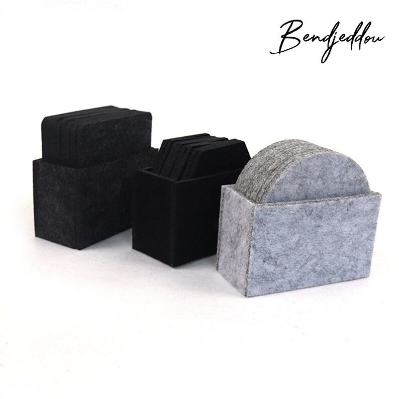 8 Pcs Set Round and Hexagon Coasters By Bendjeddou Felt Coaster Cup Mat Pad Set