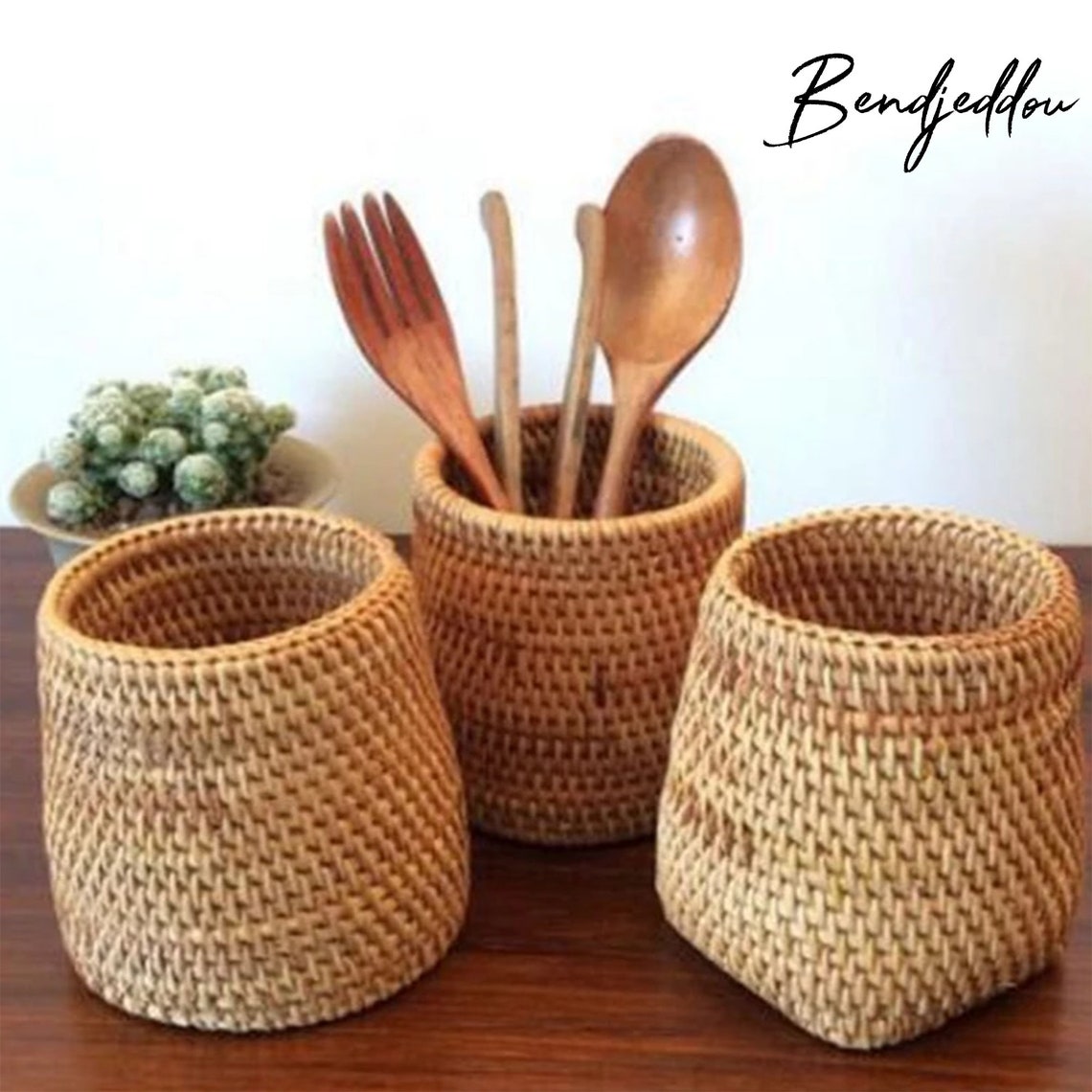 Rattan Chopsticks Basket Flatware Storage Tray Cutlery Etsy