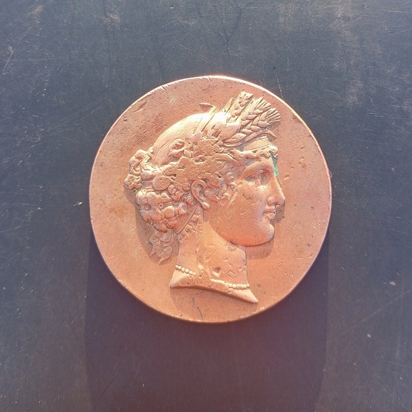 French Liberty-Female 19th Century Copper Table Medal Blank