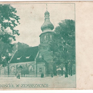 Stara pocztówka - Karta Pocztowa, Pocztówka "Nowy Kościół w Zembrzycach" /Nowy Kościół w Zembricach/