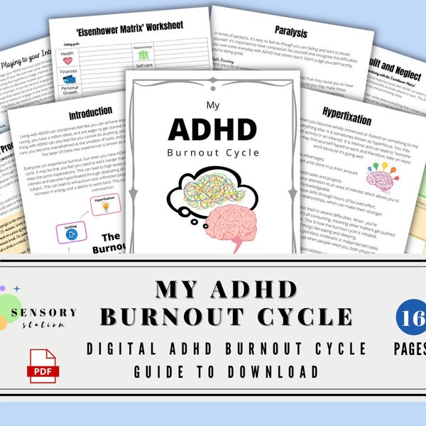 My ADHD Burnout Cycle Guide for Adults and Teens with ADHD Digital Download Hyperfixation Hyperfocus Paralysis Depression Attention Deficit