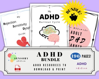 ADHD Bundle - Burnout Cycle Guide, Rejection Sensitivity Dysphoria Guide, Adult Planner (Digital Download)