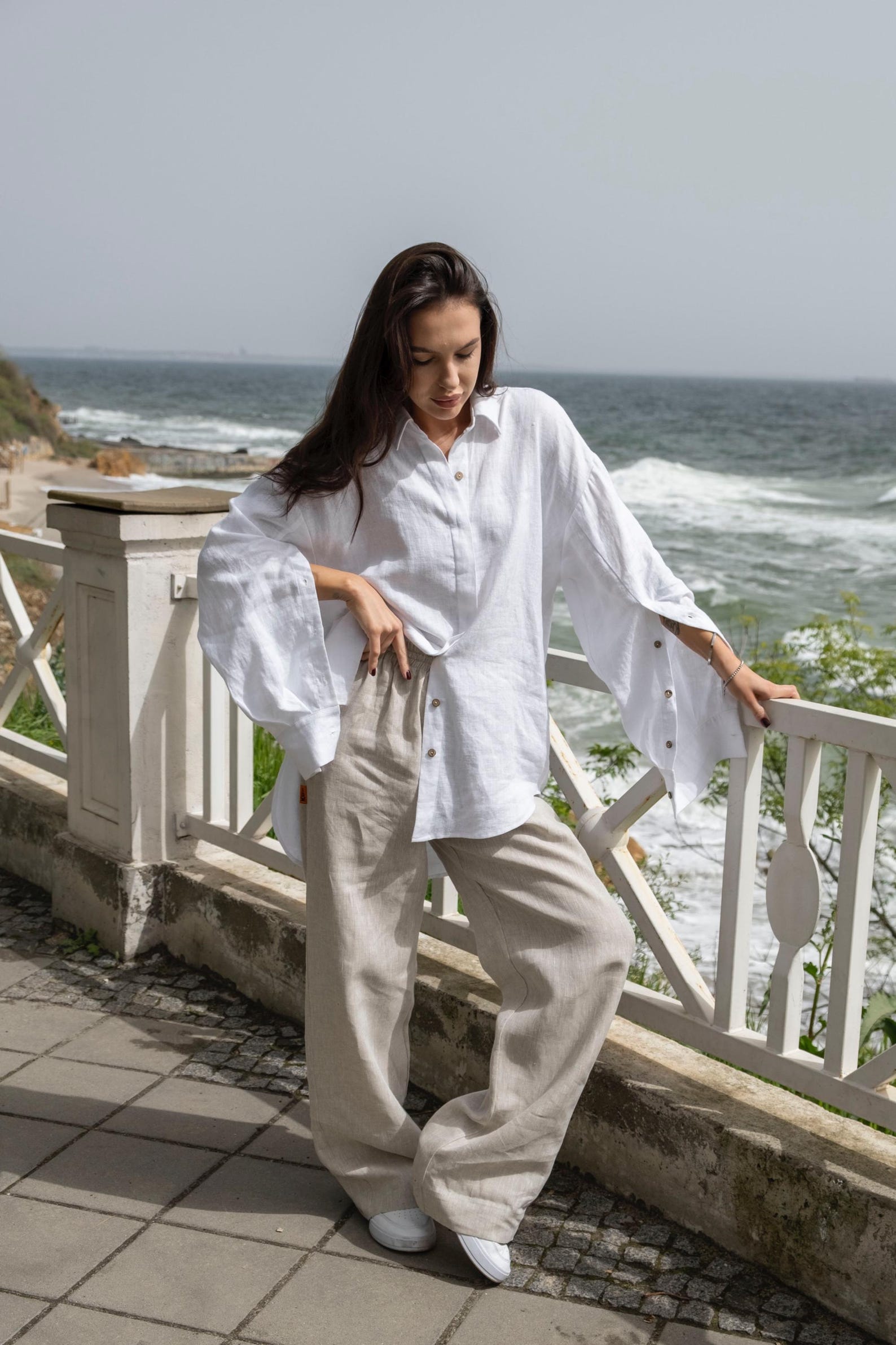 Women's sSummer Linen Lace-Up Suit main image 1